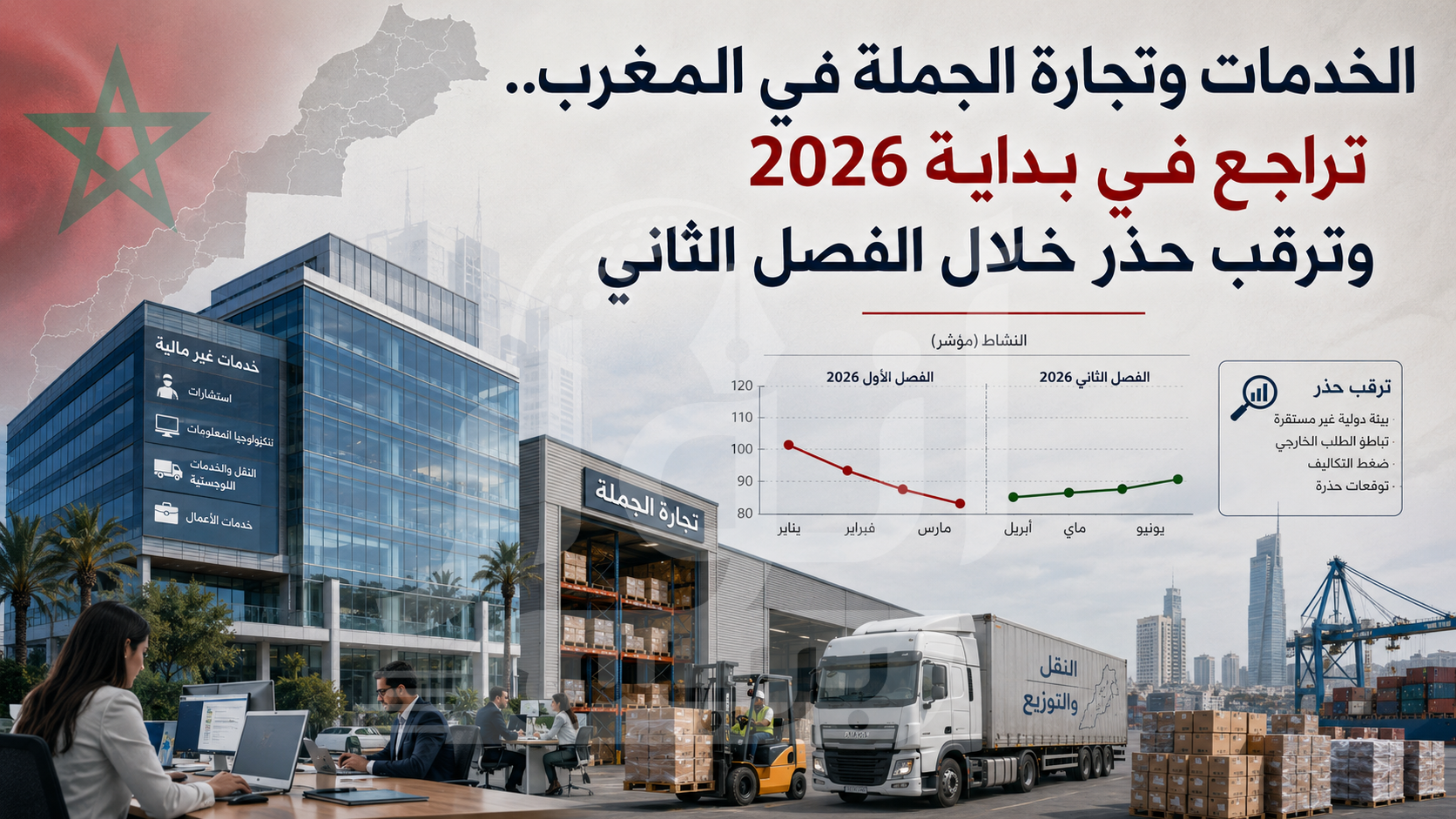 تقرير رسمي.. تراجع الخدمات وتجارة الجملة في المغرب مع بداية 2026