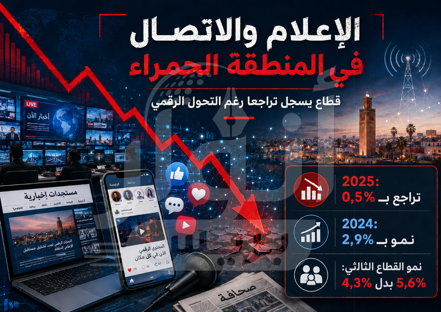 المغرب..الإعلام والاتصال في المنطقة الحمراء.. قطاع يسجل تراجعا رغم التحول الرقمي