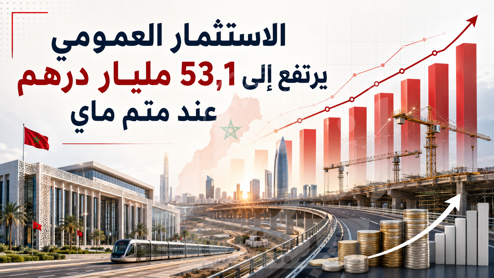 الاستثمار العمومي يرتفع إلى 53,1 مليار درهم عند متم ماي