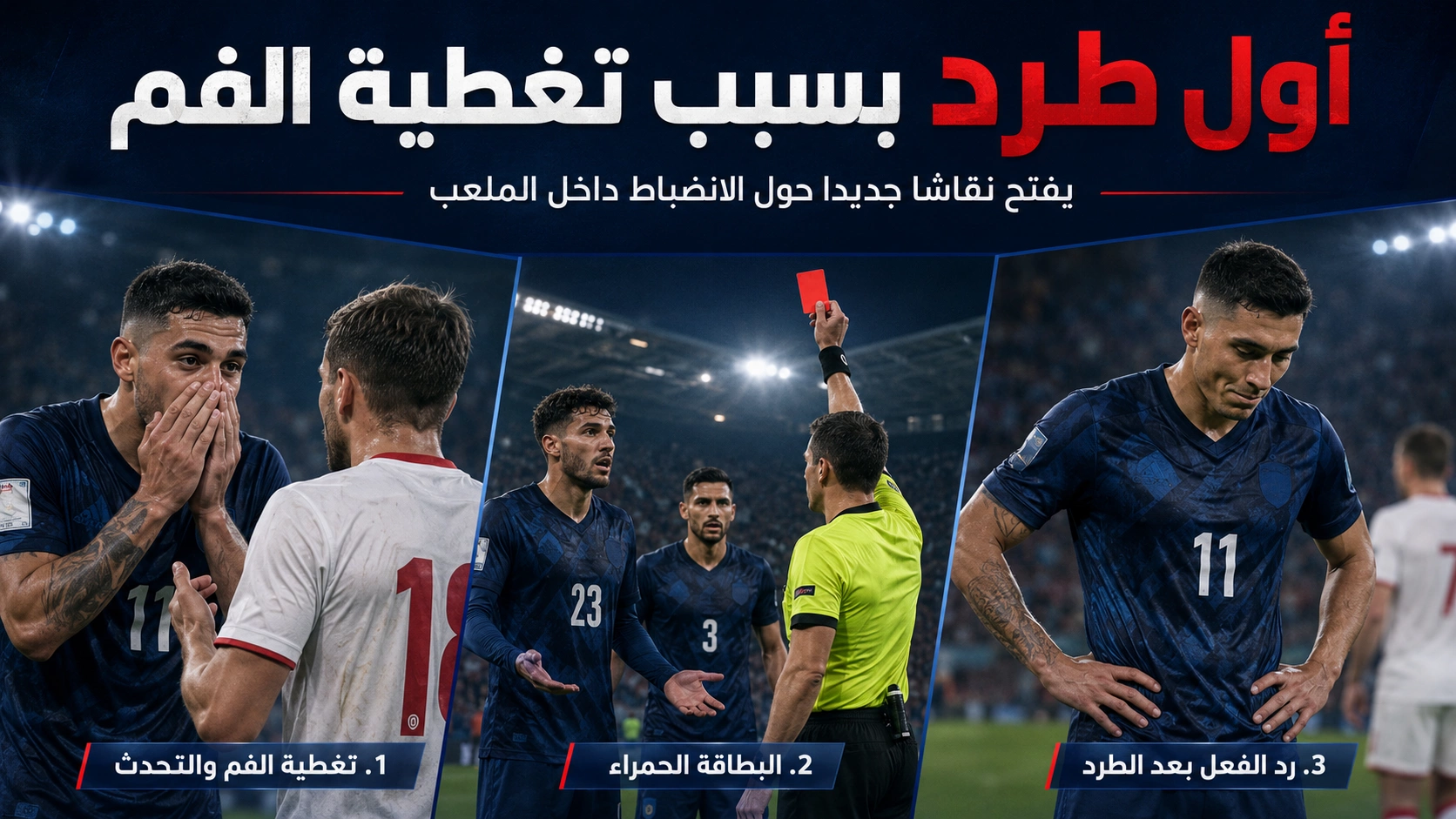 أول حالة طرد في تاريخ المونديال بسبب تغطية الفم