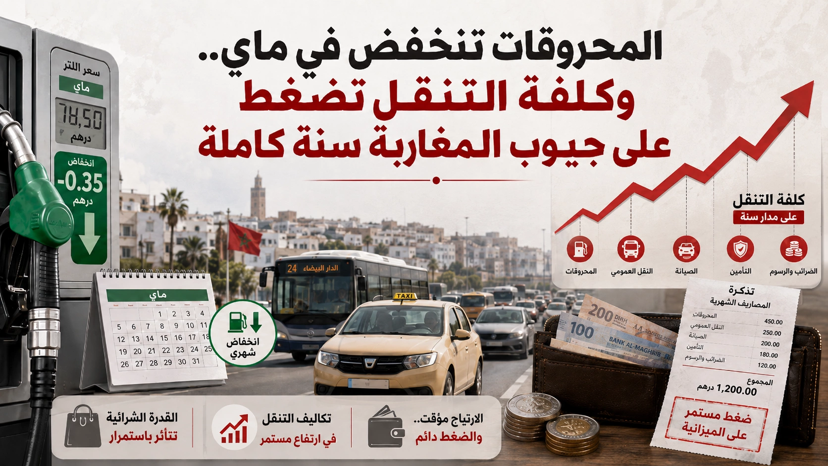 المحروقات تنخفض في ماي.. وكلفة التنقل تضغط على جيوب المغاربة سنة كاملة