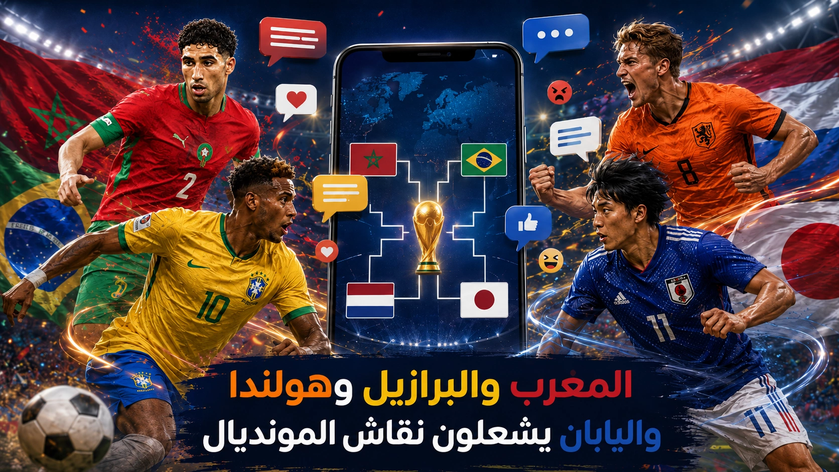 المغرب والبرازيل وهولندا واليابان.. رباعي يشعل حسابات المونديال على السوشيال ميديا